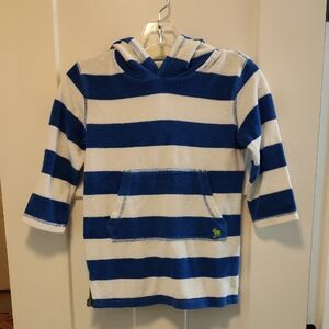 Boden Mini Boden Blue and White Stripe Towelling Throw-on Swim Cover Upsz 5-6